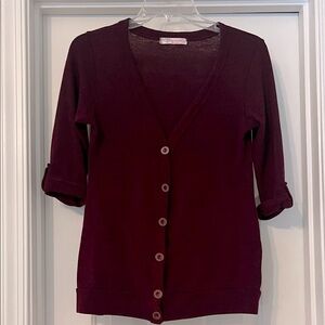 Chris & Carol Deep Burgundy Cardigan 3/4 sleeve size M